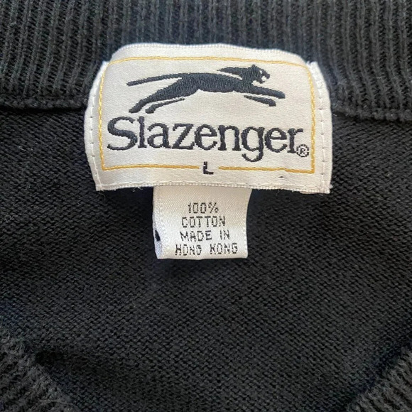 Slazenger Men's Large Outdoors Golf V-Neck Cotton Sweater Vest Pullover in Black - Picture 14 of 16